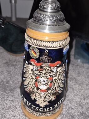 Zöller & Born "Deutschland Ceramic Beer Stein with Eagle Crest - Blue, Gold, Red